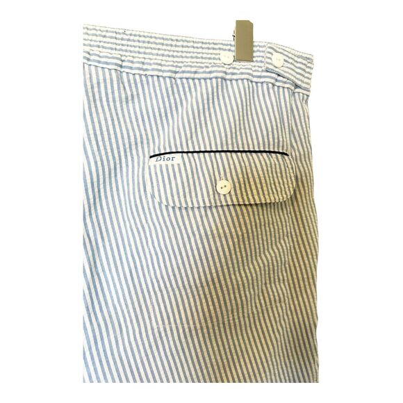 T28 Christian Dior Monsieur Mens Seersucker Piped Shorts Striped Sz S Boat Beach - Picture 4 of 6